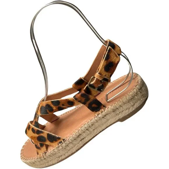 Women’s Sandals Size 8.5 Madewell Espadrille Sandal in Leopard Calf Hair - Picture 5 of 12